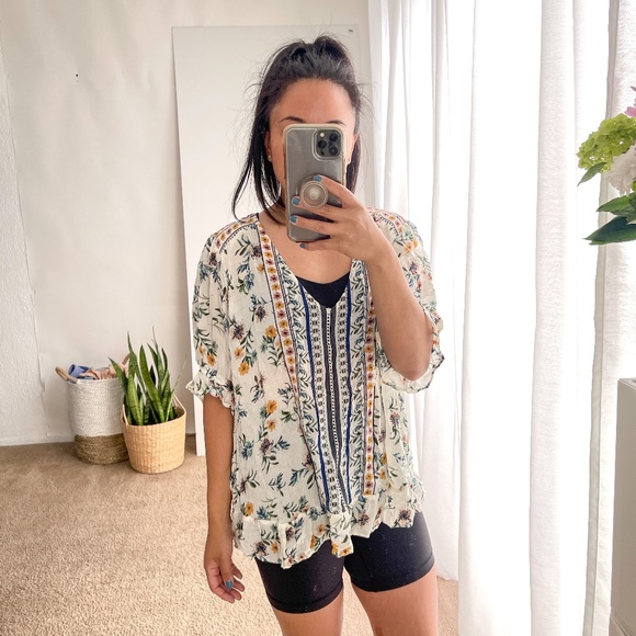 Lucky Brand Tops - Lucky Brand | Blouse Top V-Neck Floral Boho | XL